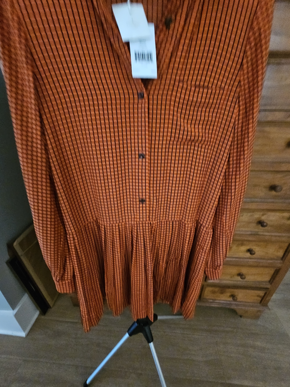 kate spade Orange and Black Checked Long-Sleeve Shirt Dress $110 obo - Picture 16 of 16